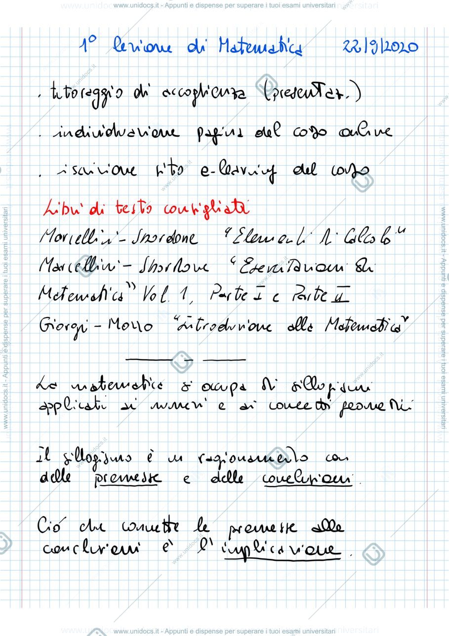 Anteprima pagina 1 — Matematica