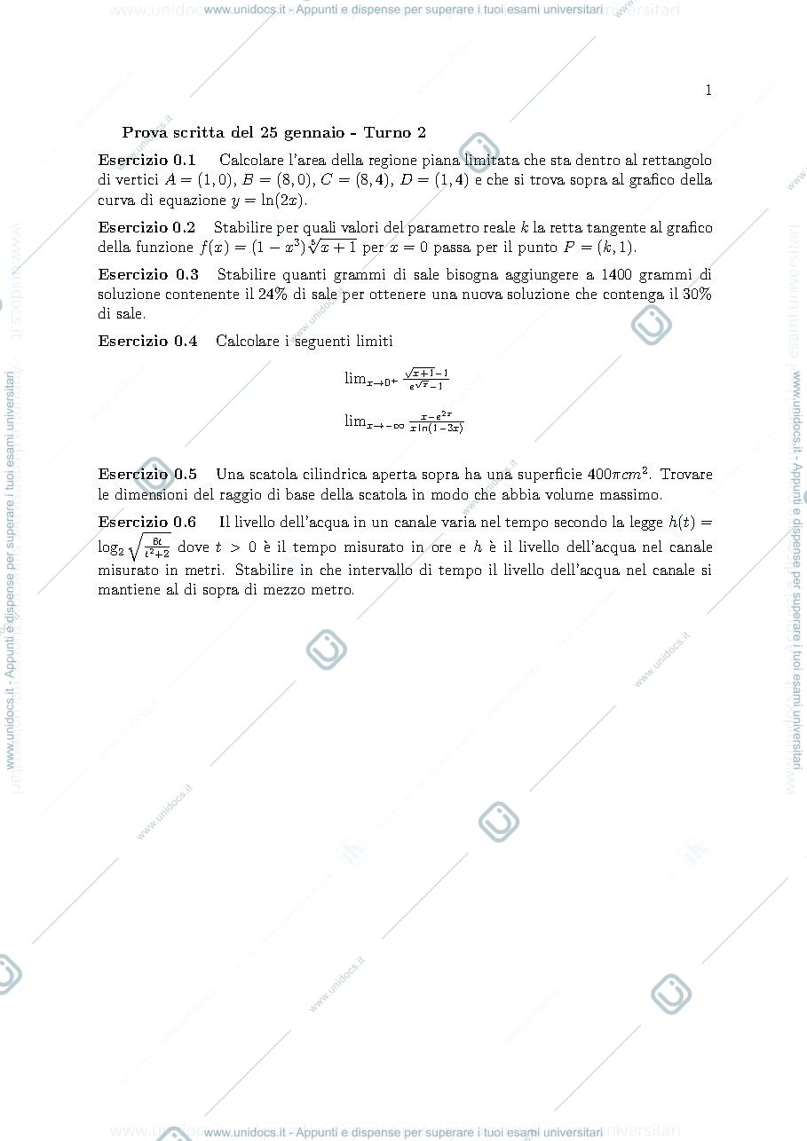 Anteprima pagina 1 — Esame gennaio 2021