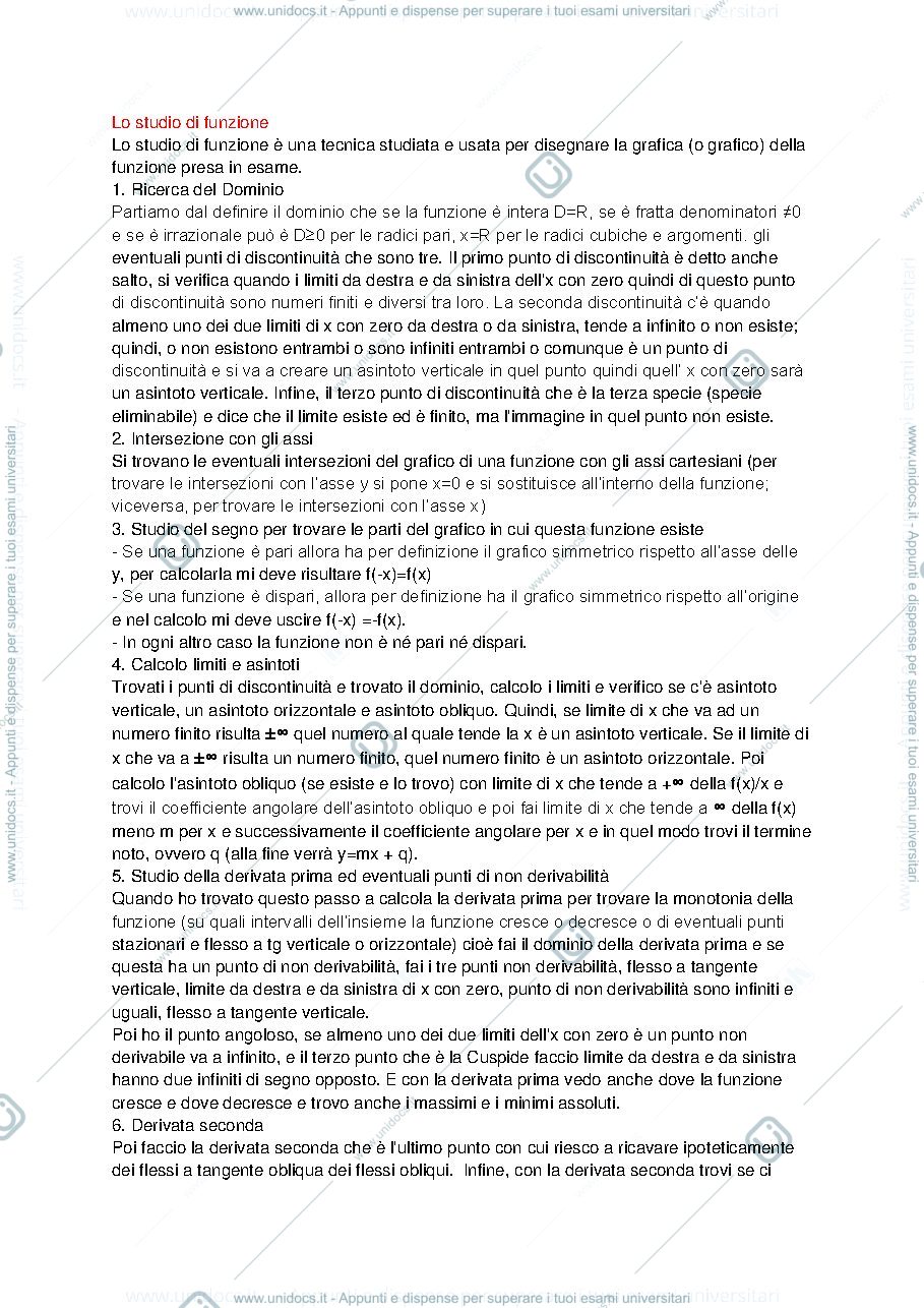 Anteprima pagina 1 — Lo studio di funzione