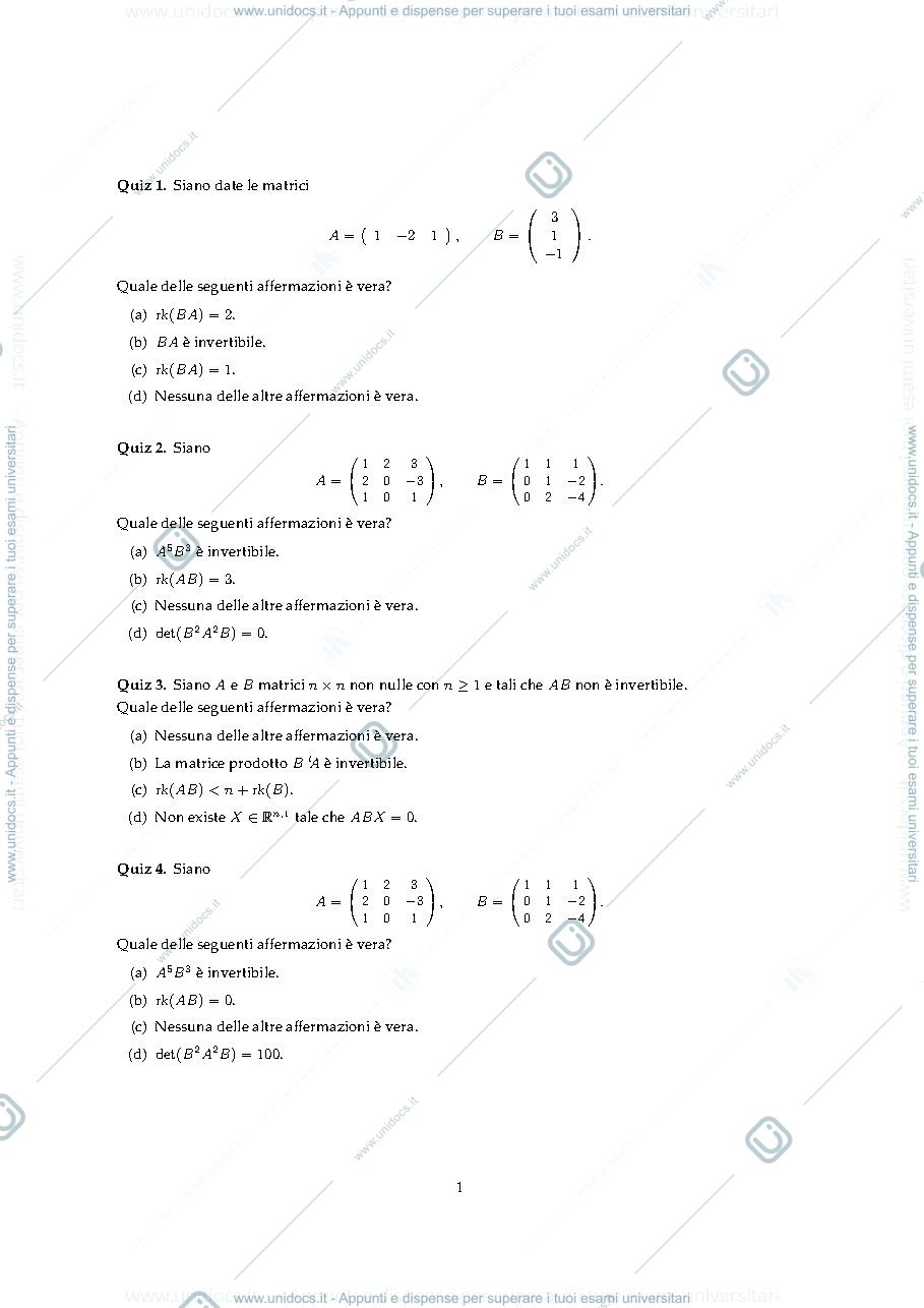 Anteprima pagina 1 — Quiz 1