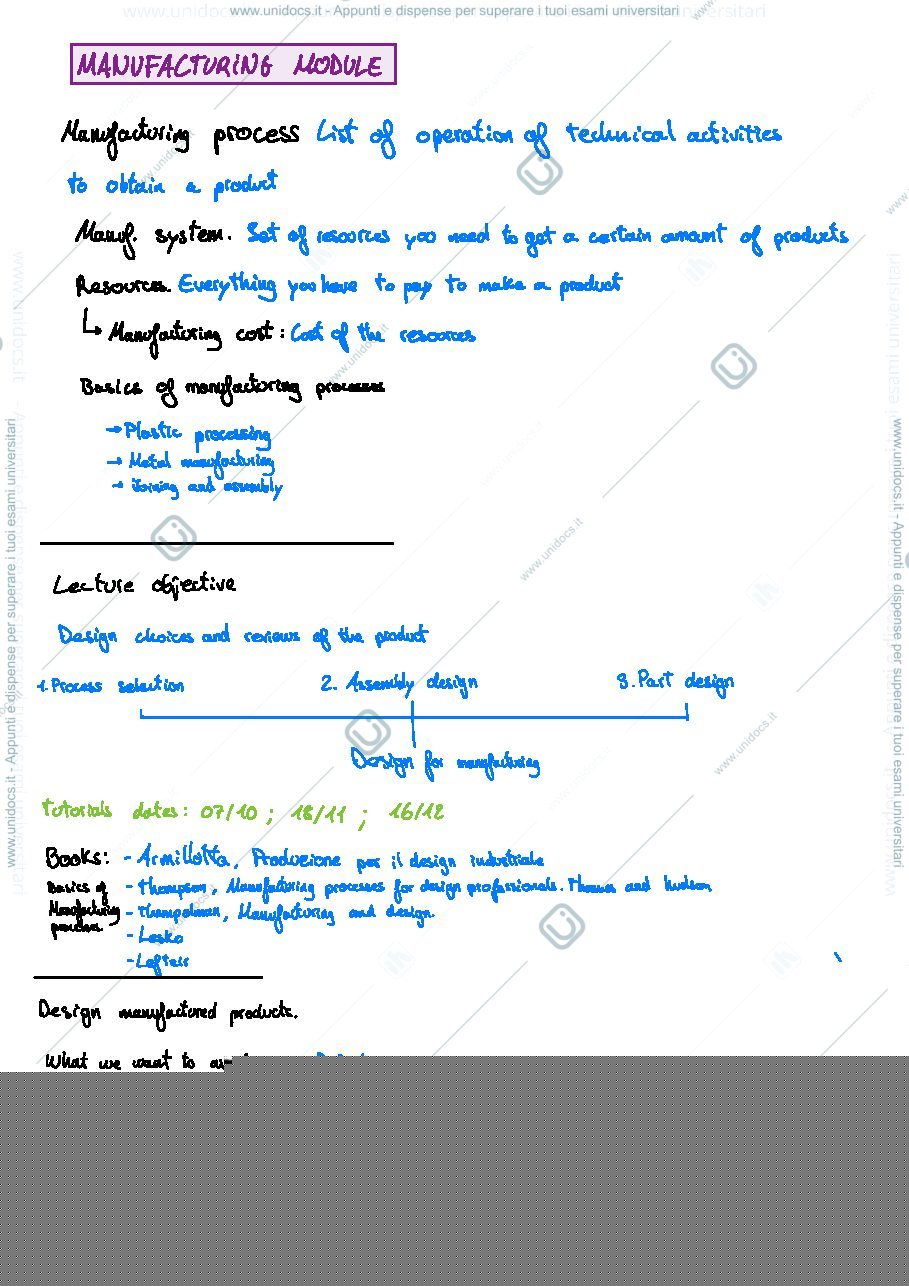 Anteprima pagina 3 — Manufacturing notes