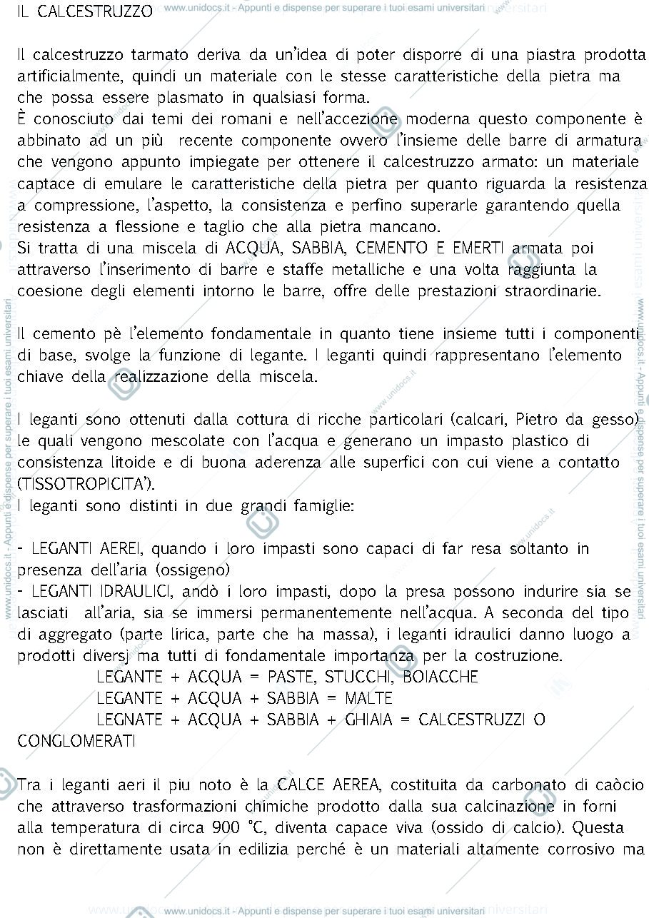 Anteprima pagina 1 — Il calcestruzzo 