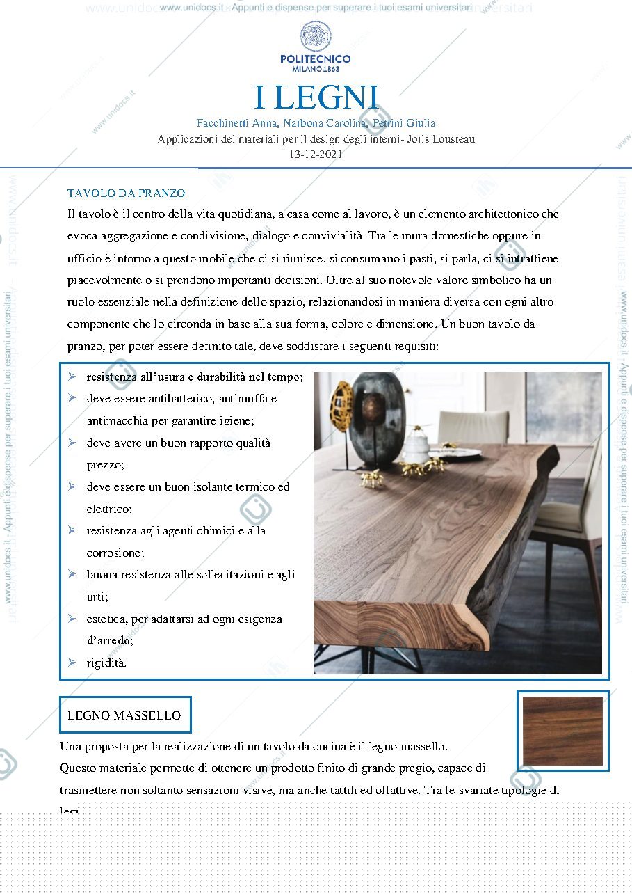 Anteprima pagina 1 — Relazione sui legni