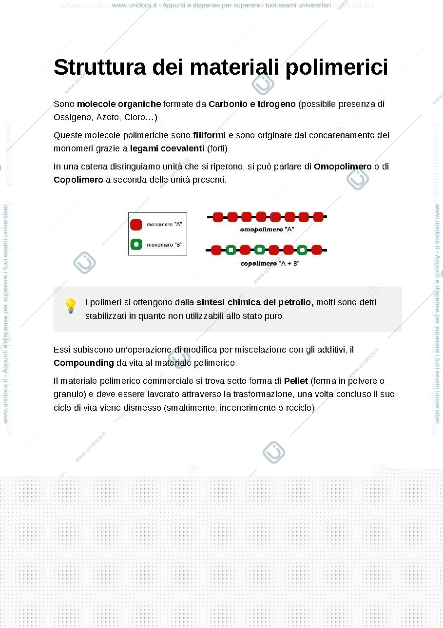 Anteprima pagina 1 — Struttura dei materiali polimerici Prof. Marano