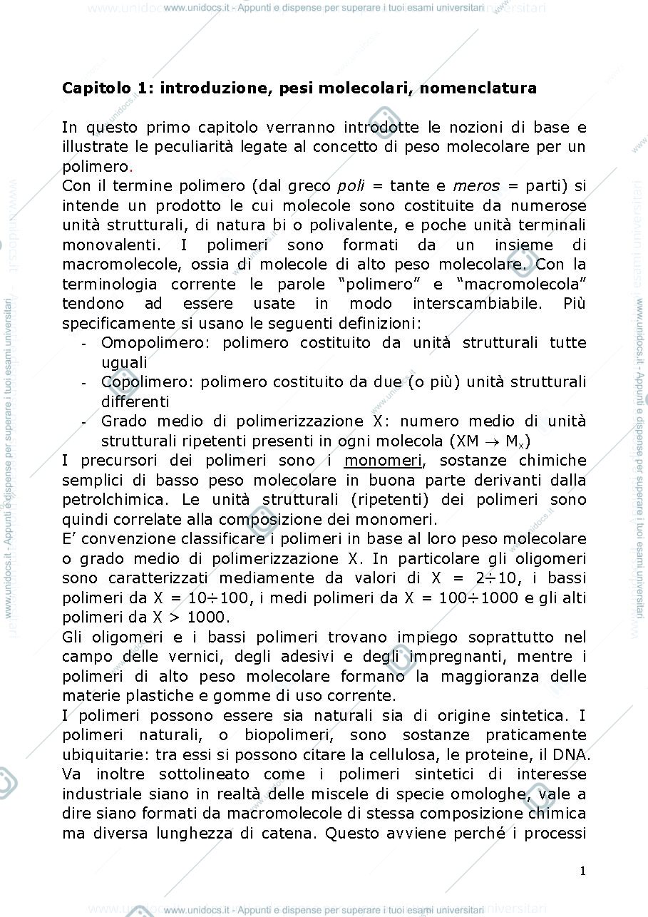 Anteprima pagina 1 — Dispense chimica dei polimeri