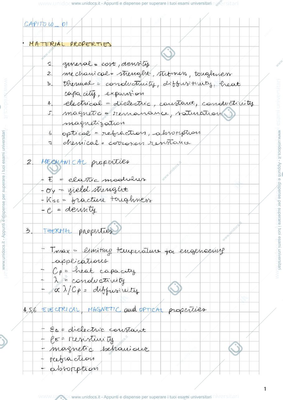 Anteprima pagina 1 — Appunti di Materials Selection and Criteria 