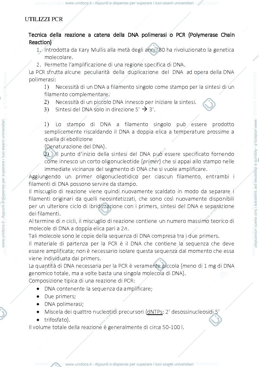 Anteprima pagina 1 — Utilizzi e funzionamento PCR