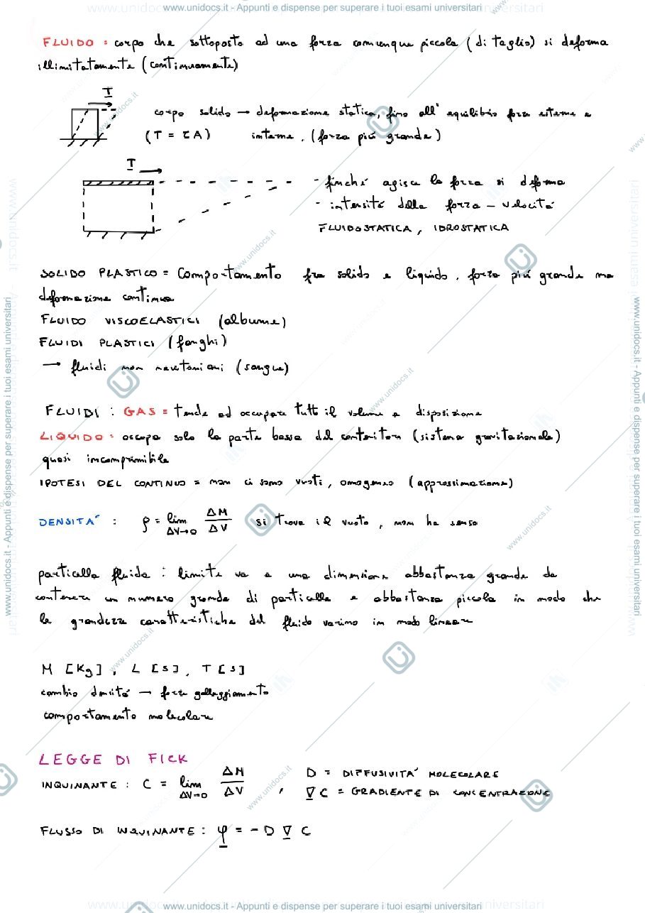 Anteprima pagina 1 — Appunti di Meccanica dei Fluidi