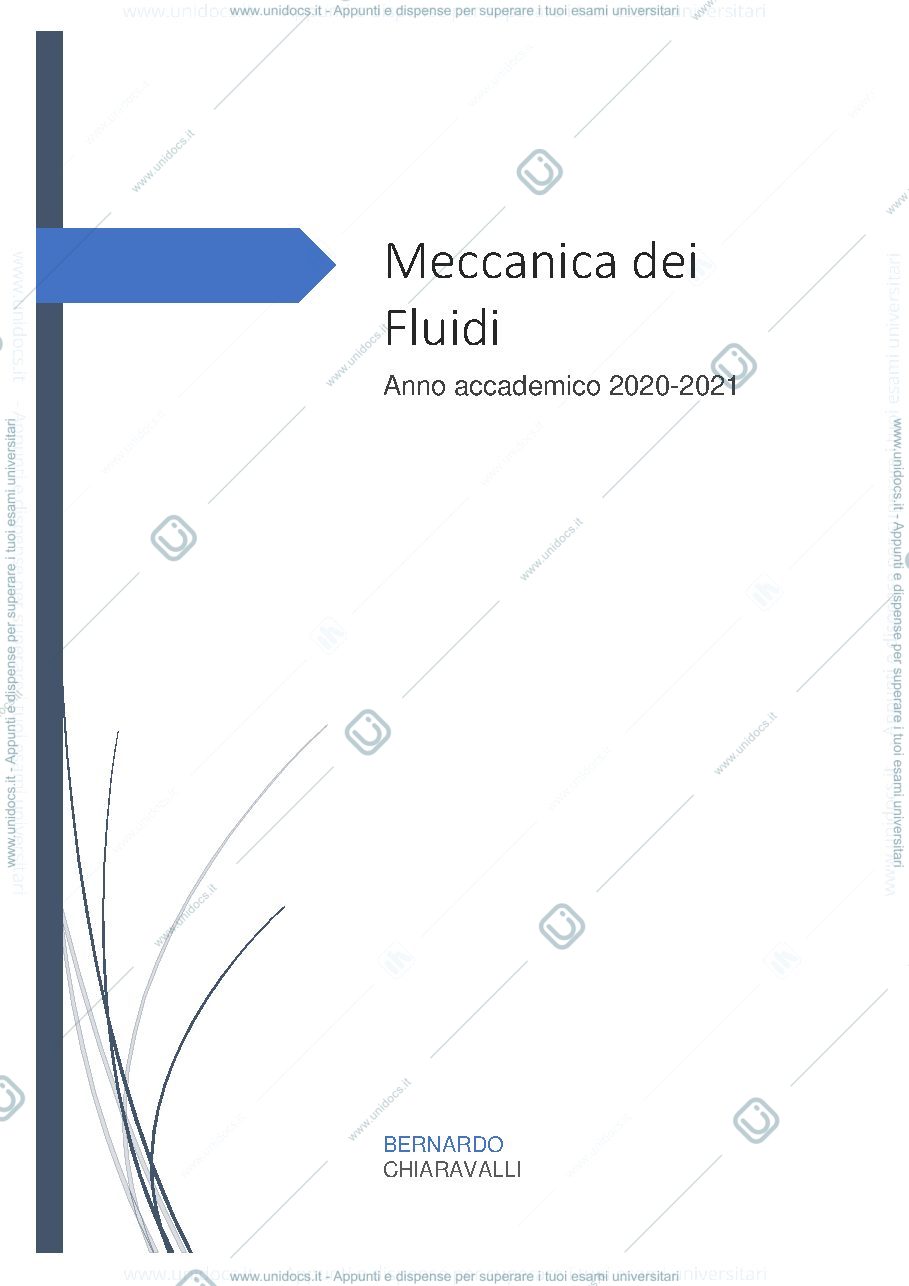 Anteprima pagina 1 — Meccanica dei Fluidi, prof. L. Solari