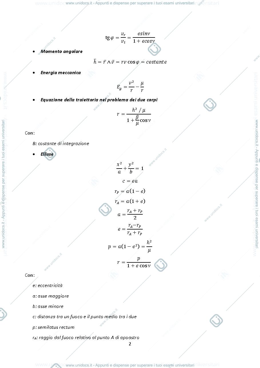 Anteprima pagina 2 — Formulario di meccanica del volo spaziale