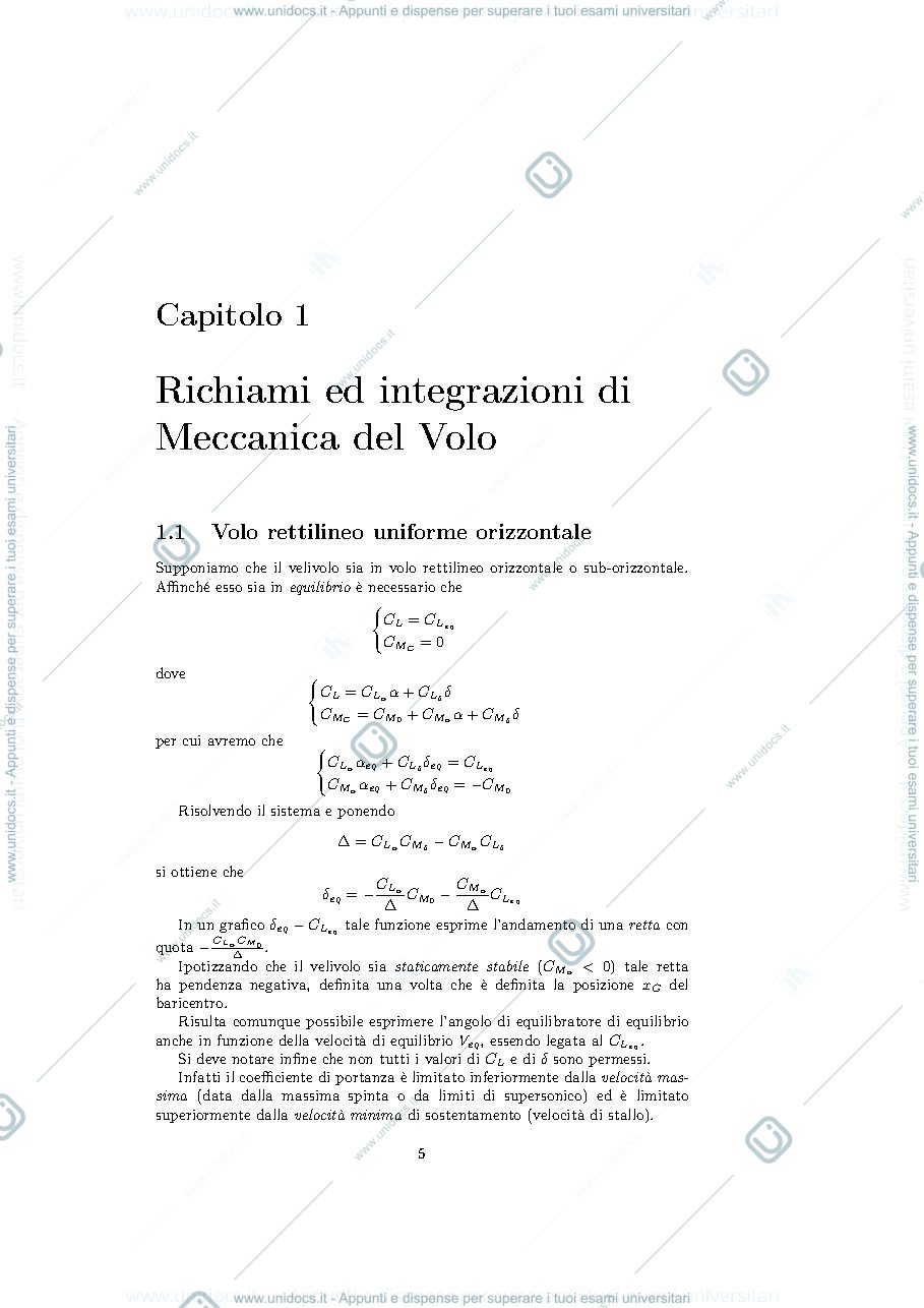 Anteprima pagina 5 — Appunti Meccanica del volo