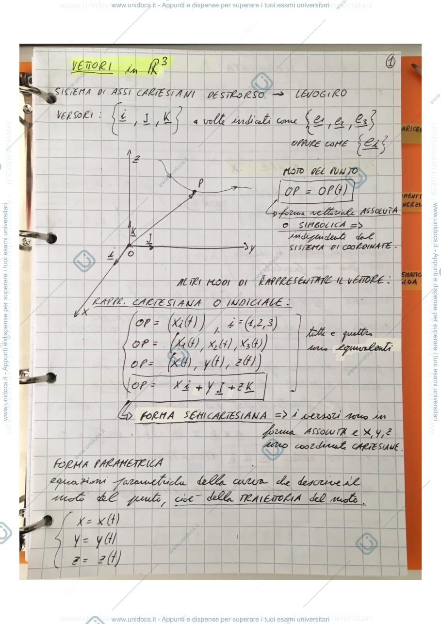 Anteprima pagina 1 — Appunti Meccanica razionale 