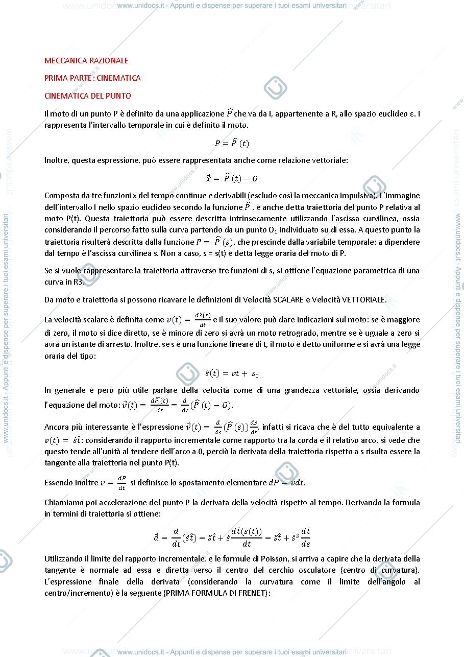 Anteprima pagina 1 — Meccanica Razionale 