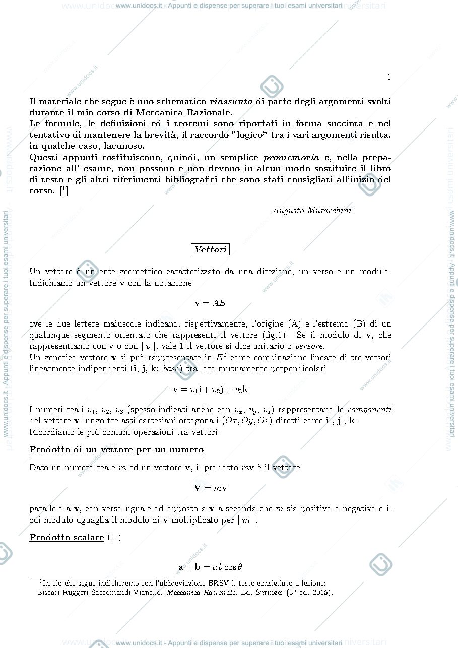 Anteprima pagina 1 — formulario meccanica razionale