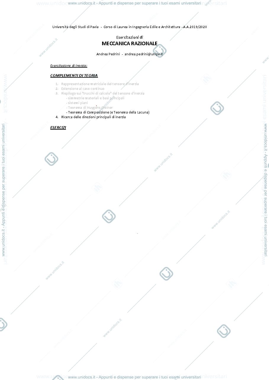 Anteprima pagina 1 — Esercitazione di inerzia