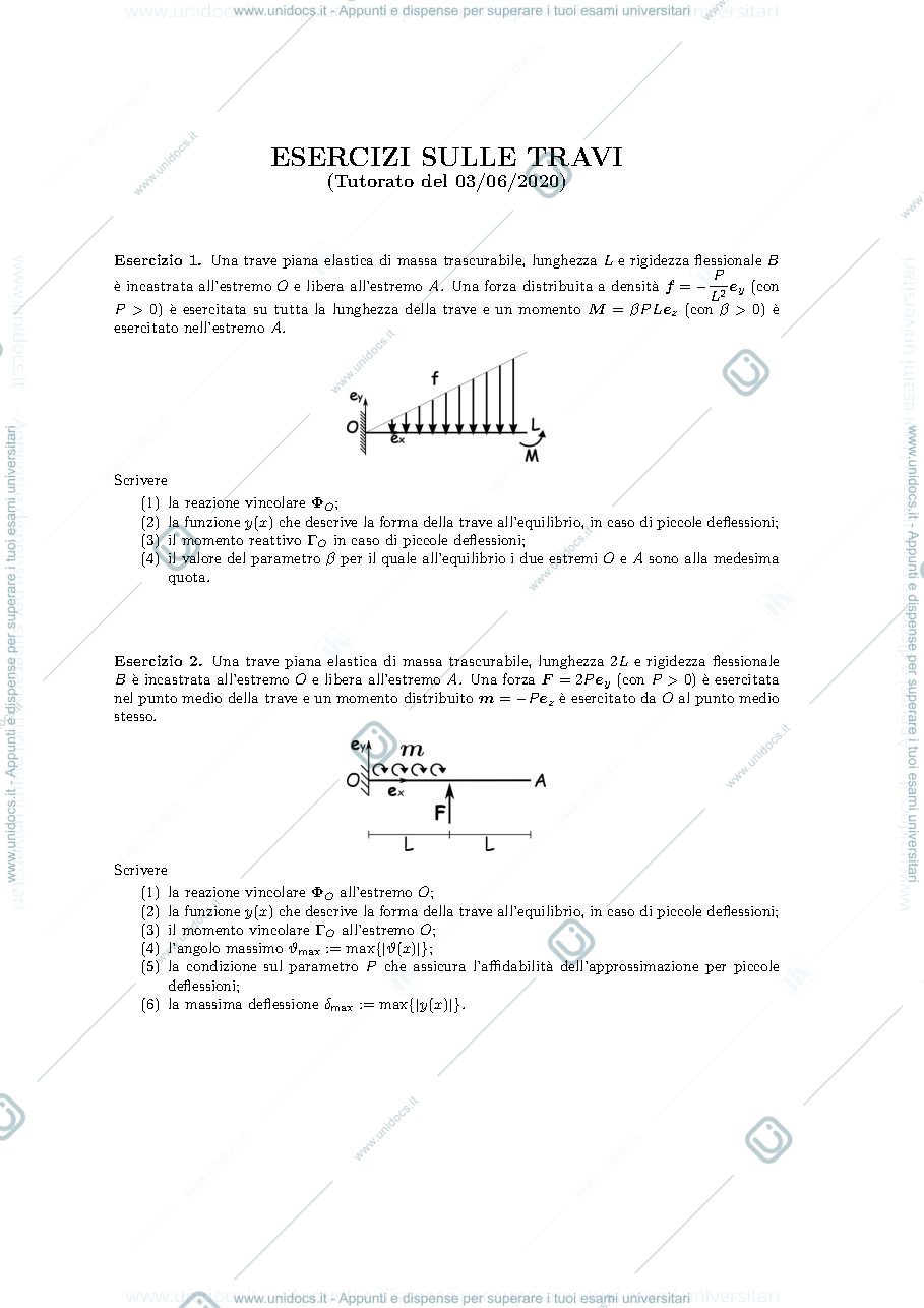 Anteprima pagina 1 — Esercizi su travi
