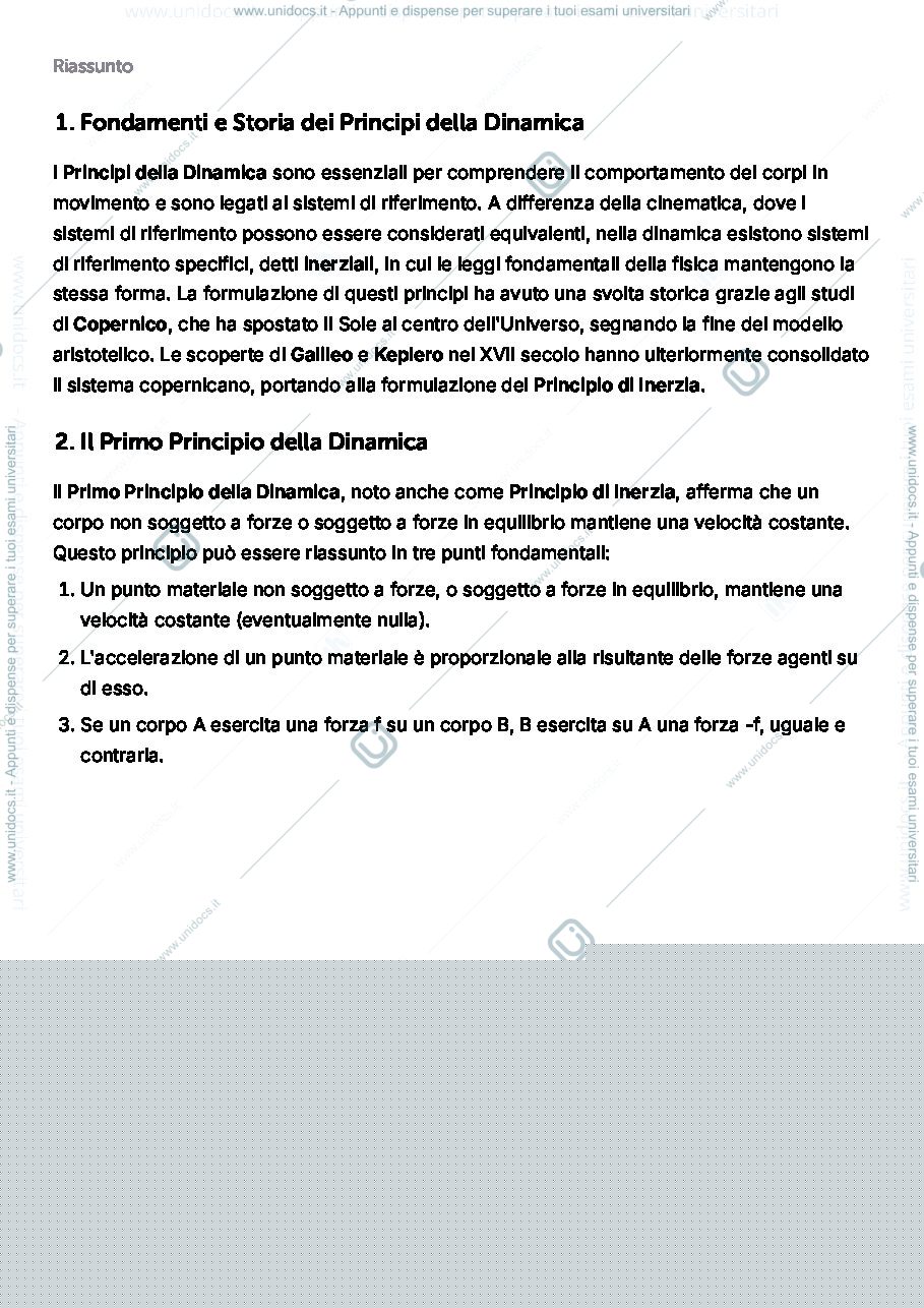 Anteprima pagina 1 — Introduzione ai principi della dinamica
