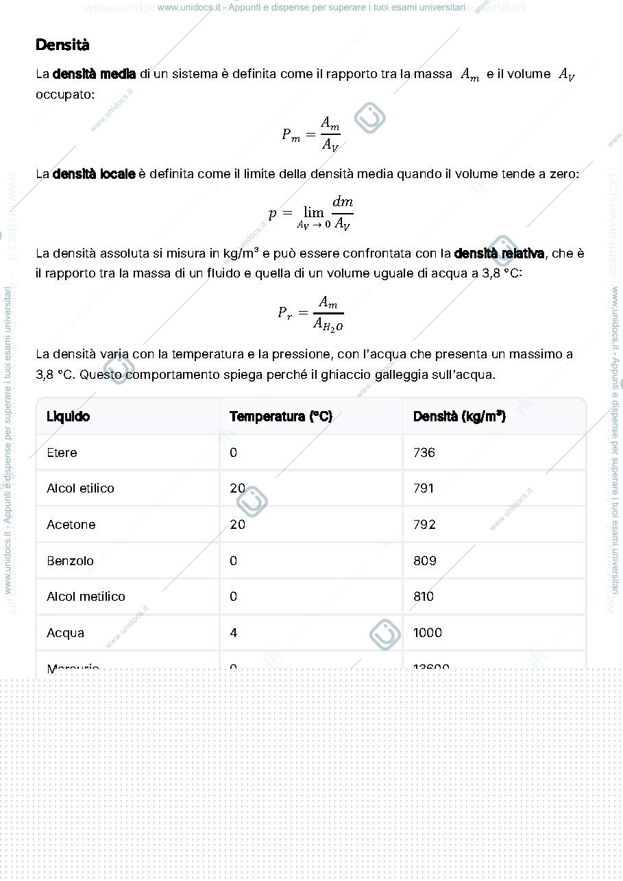 Anteprima pagina 1 — DINAMICA DEI FLUIDI. DENSITA' E PRESSIONE