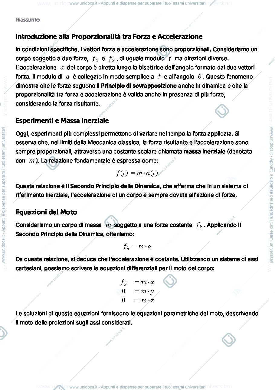 Anteprima pagina 1 — Massa inerziale e accelerazione