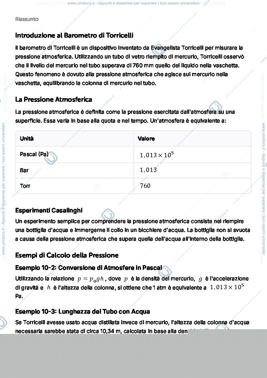 Anteprima pagina 1 — La pressione atmosferica e le variazioni di altitudine