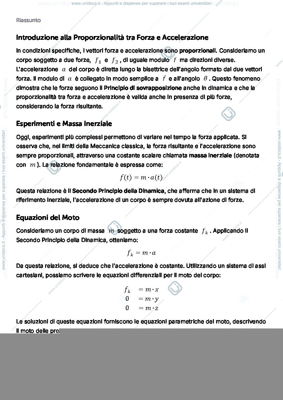 Anteprima pagina 1 — Massa inerziale e accelerazione