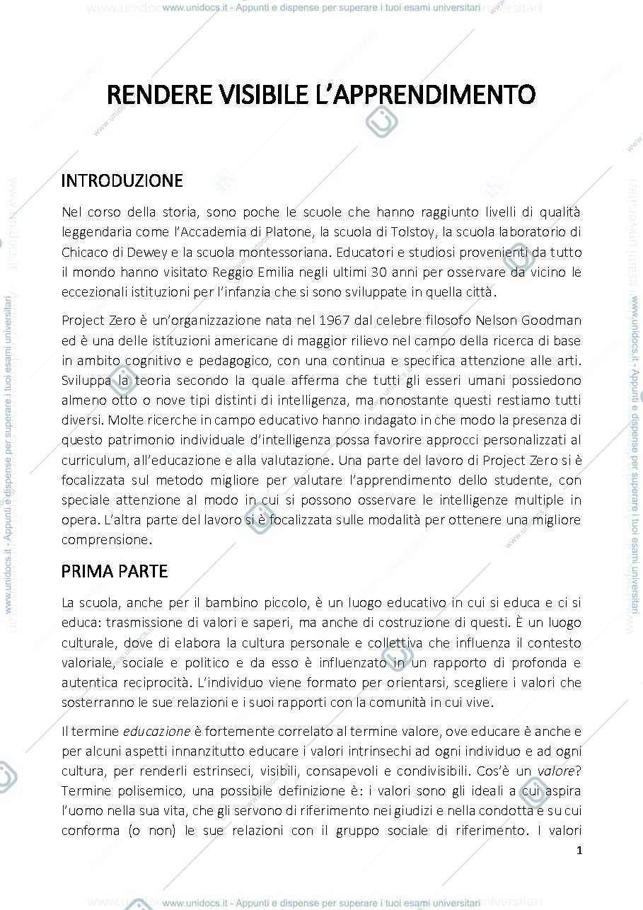 Anteprima pagina 1 — Rendere visibile l'apprendimento