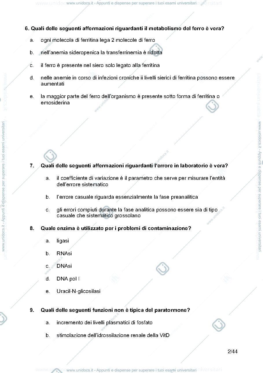 Anteprima pagina 2 — domande Medicina di Laboratorio