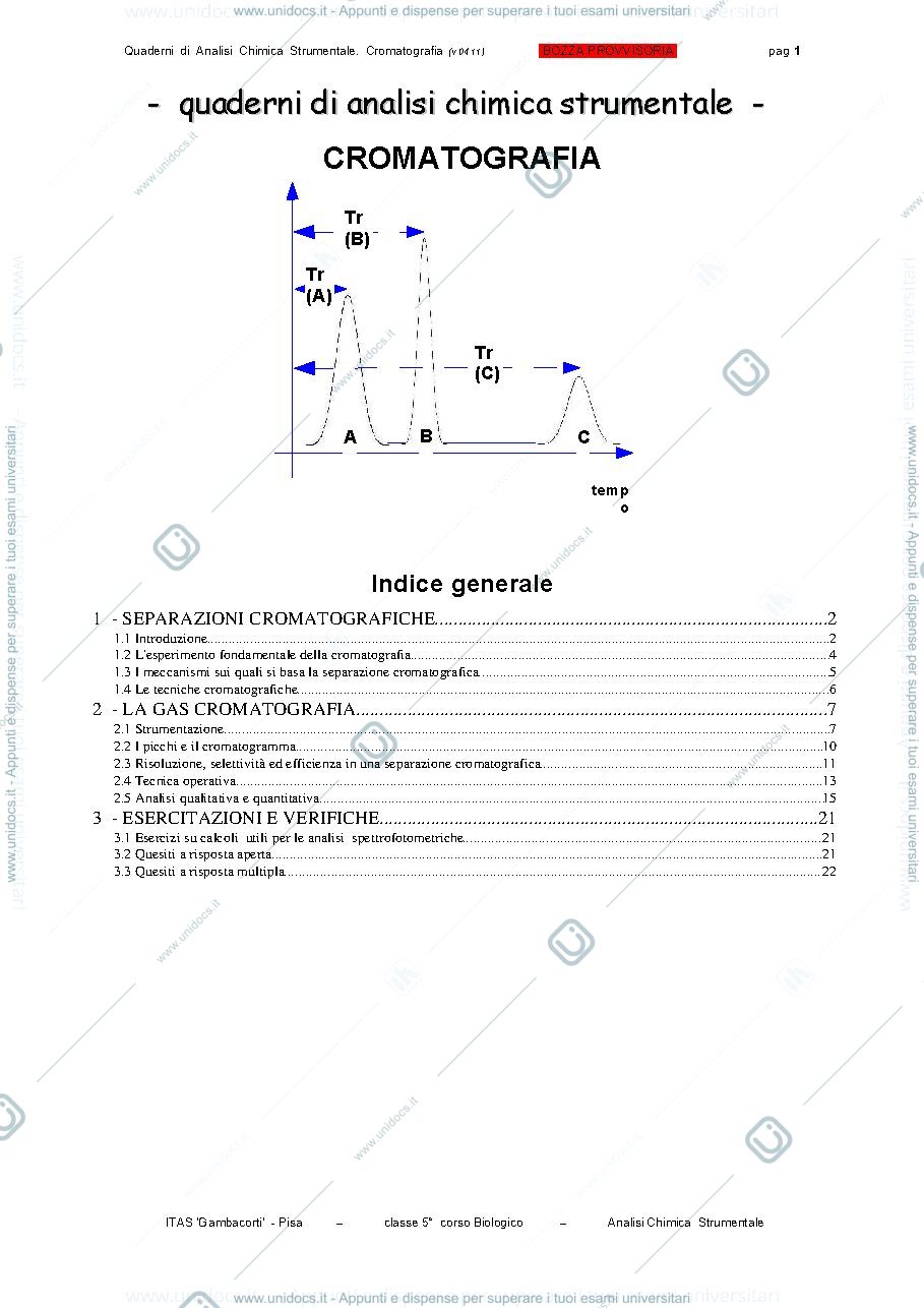 Anteprima pagina 1 — tecniche cromatografiche