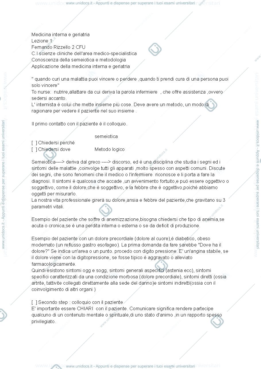Anteprima pagina 1 — Medicina Interna e Geriatria 