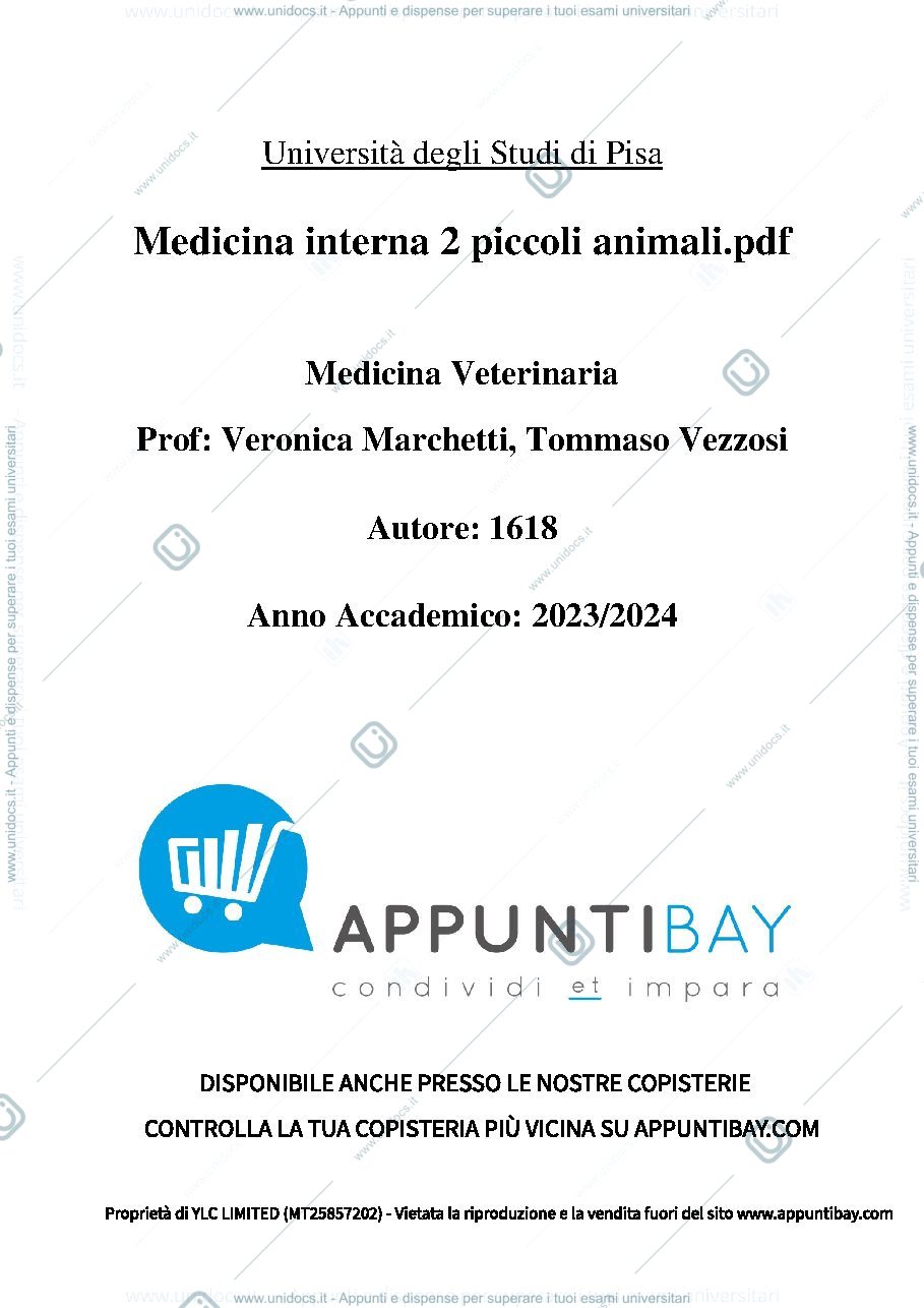 Anteprima pagina 1 — Medicina interna 2 piccoli animali