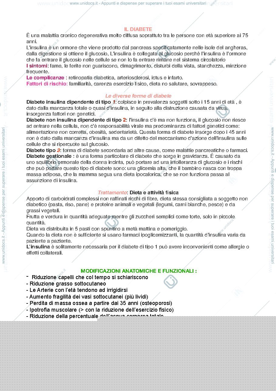 Anteprima pagina 1 — Appunti sul diabete, sul Parkinson…