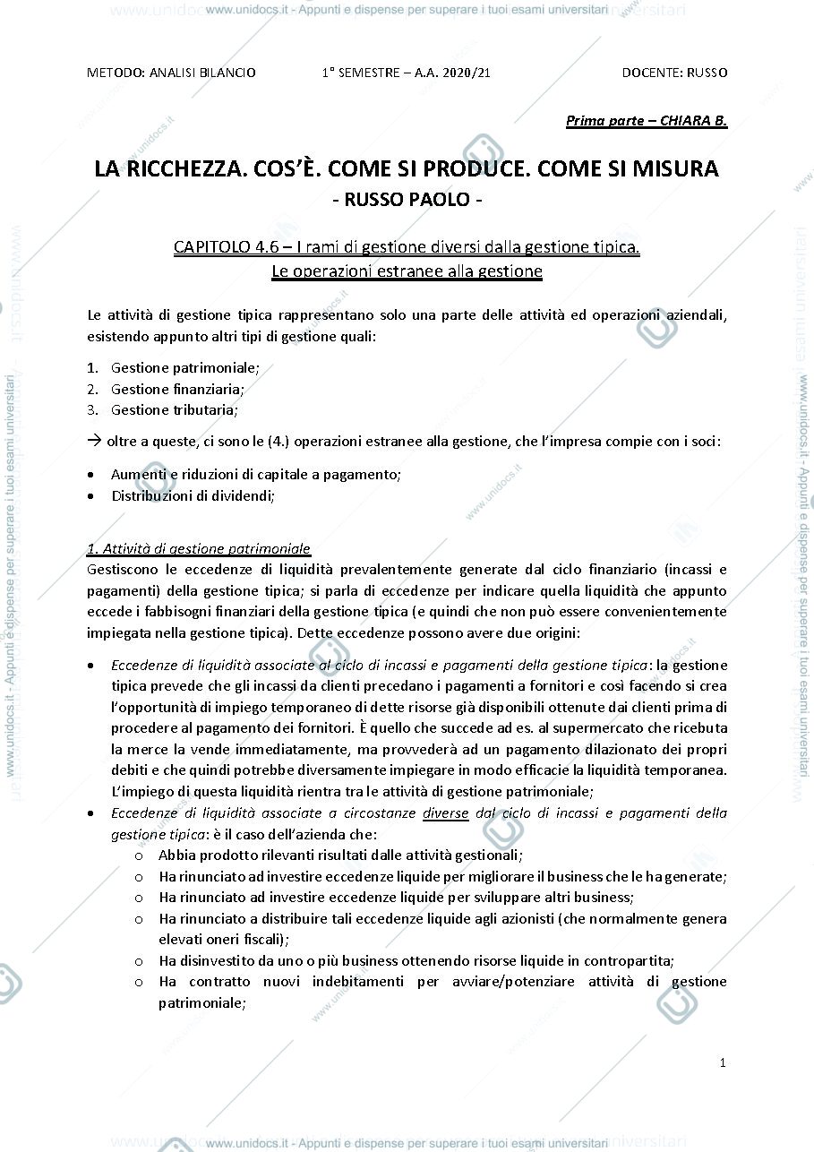 Anteprima pagina 1 — LA RICCHEZZA. COS’È. COME SI PRODUCE. COME SI MISURA