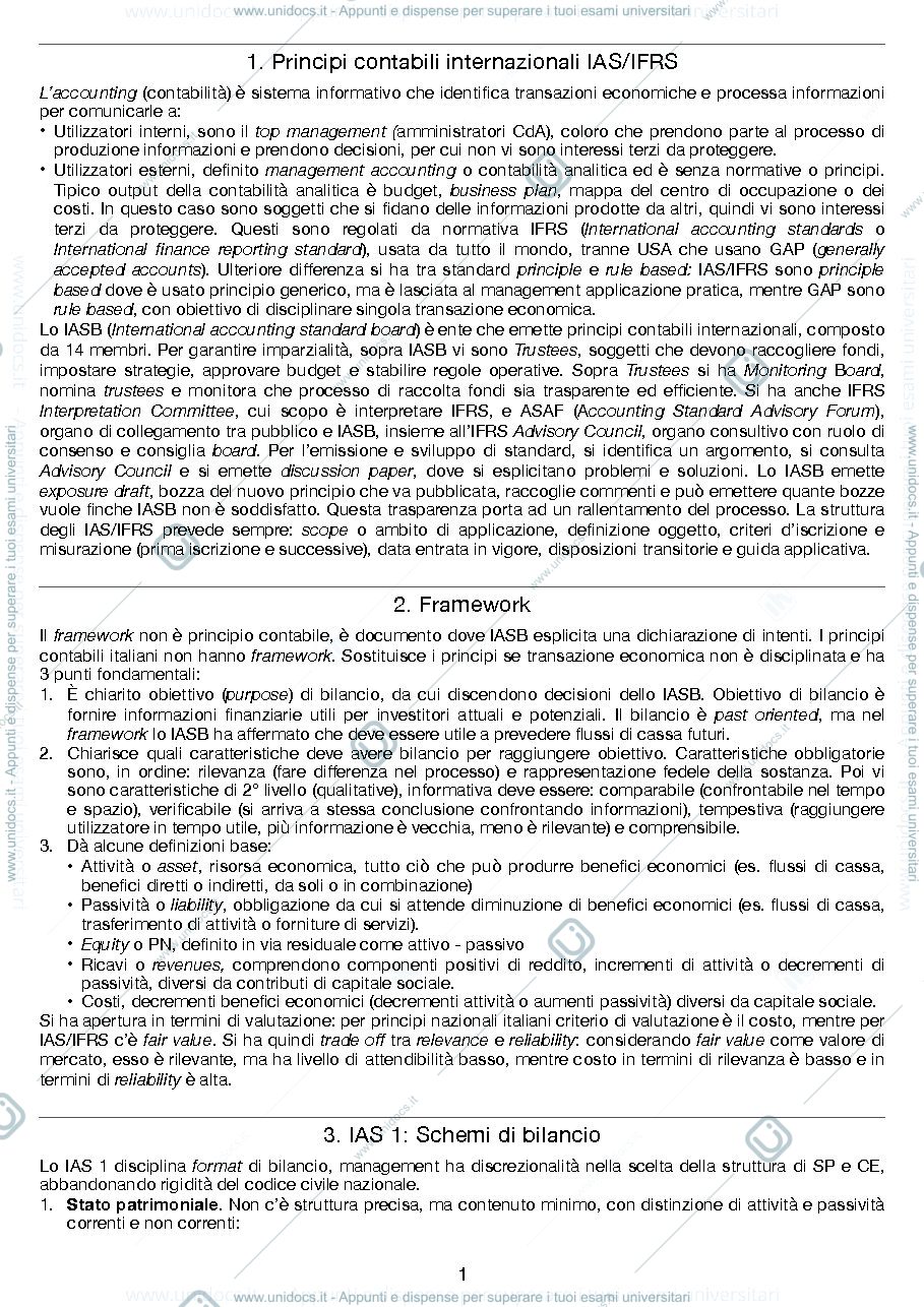 Anteprima pagina 1 — Appunti lezione Met. e Det. Quant. d'Azienda (intro agli IFRS)