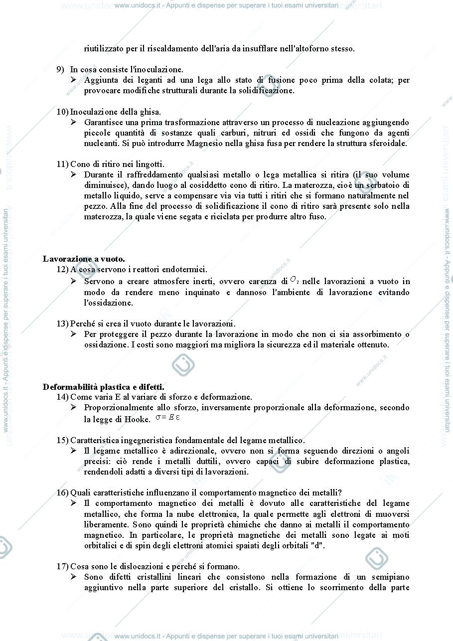 Anteprima pagina 2 — Domande Metallurgia