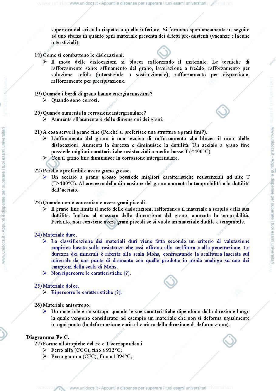 Anteprima pagina 3 — Domande Metallurgia