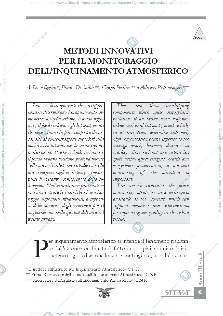 Anteprima pagina 1 — Monitoraggio in Atmosfera