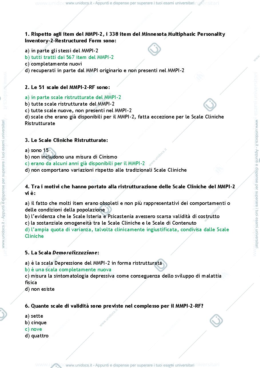 Anteprima pagina 1 — Fac-simile compitino Metodi della Valutazione Clinica