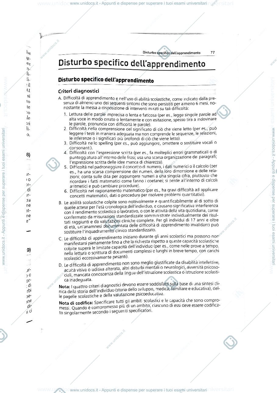 Anteprima pagina 1 — Disturbo Specifico dell'Apprendimento