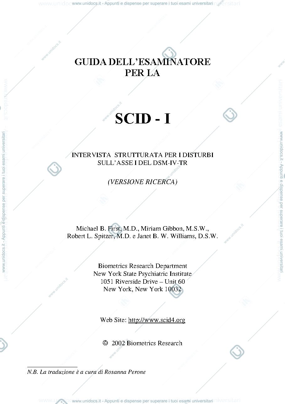 Anteprima pagina 1 — Guida SCID I P DSM IV-TR