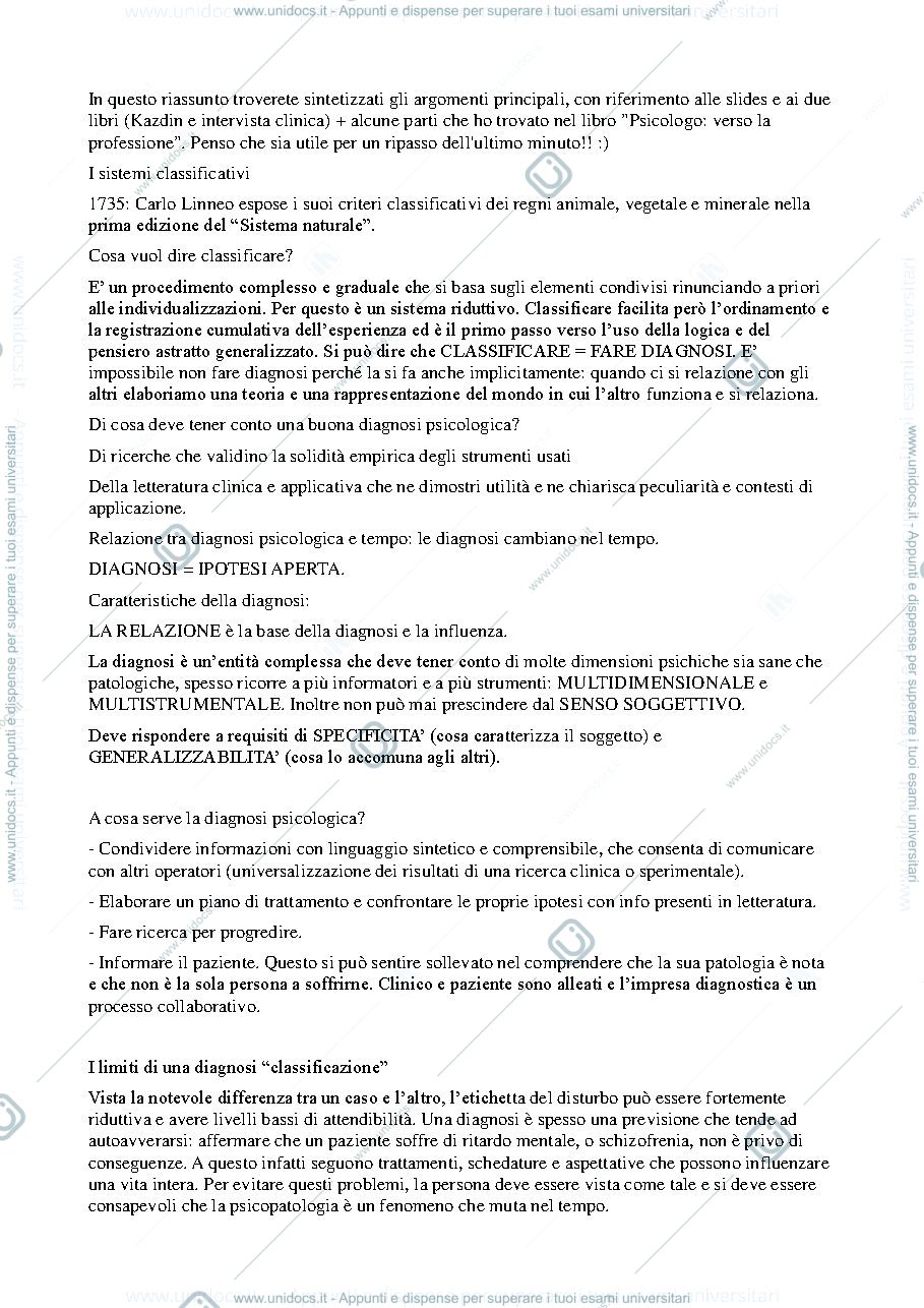 Anteprima pagina 1 — Riassunto integrato Kazdin, Intervista Clinica e slides esame Metodi d'Indagine in Psicologia Clinica