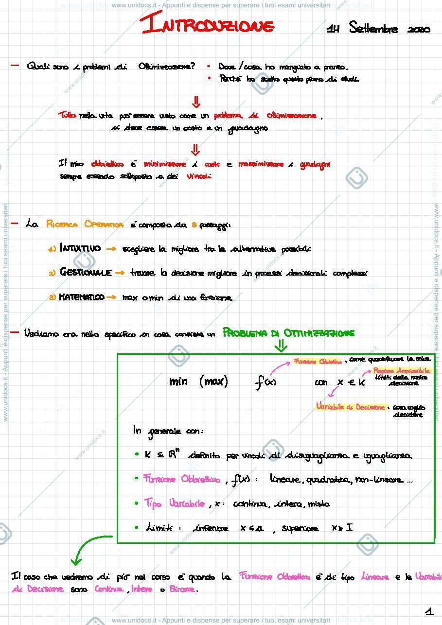 Anteprima pagina 2 — Appunti di ottimizzazione