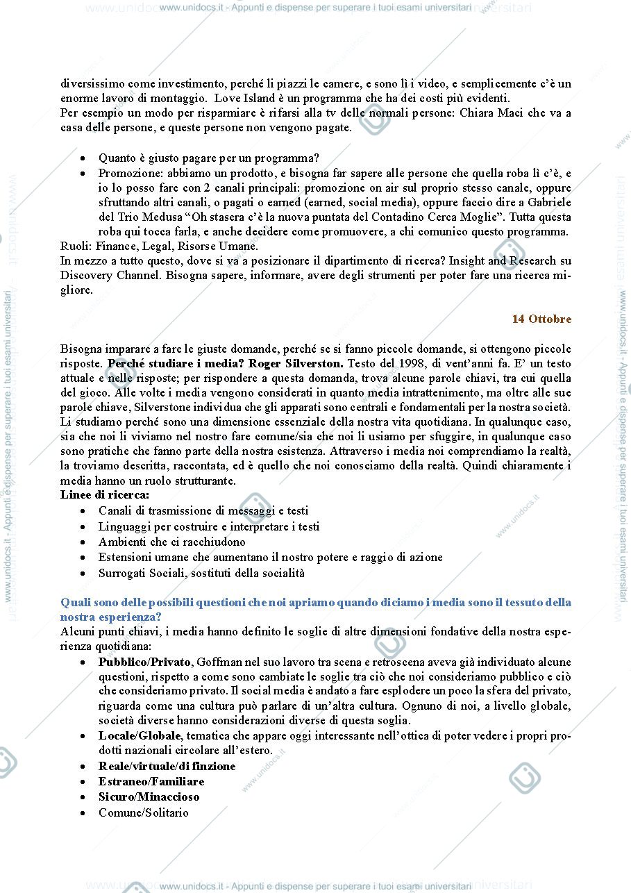Anteprima pagina 3 — Metodi di Ricerca e Consumi Mediali I Semestre