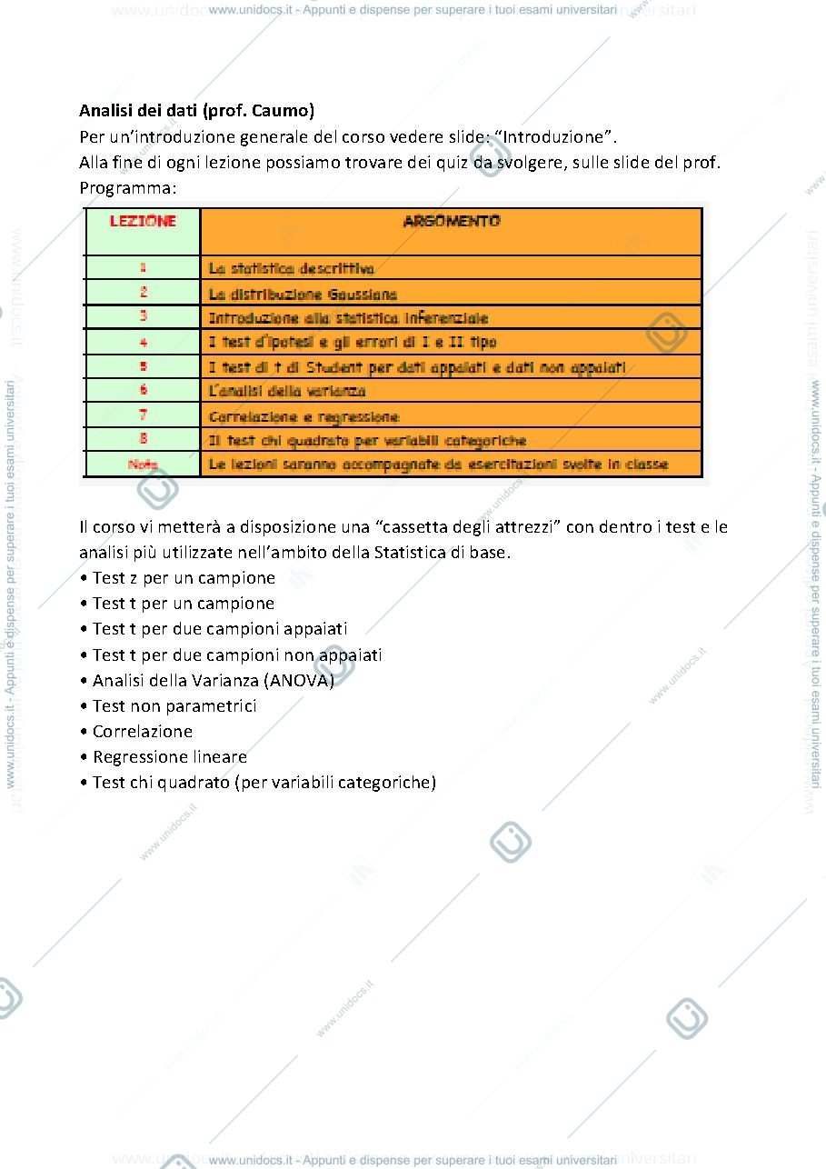 Anteprima pagina 1 — ANALISI DEI DATI