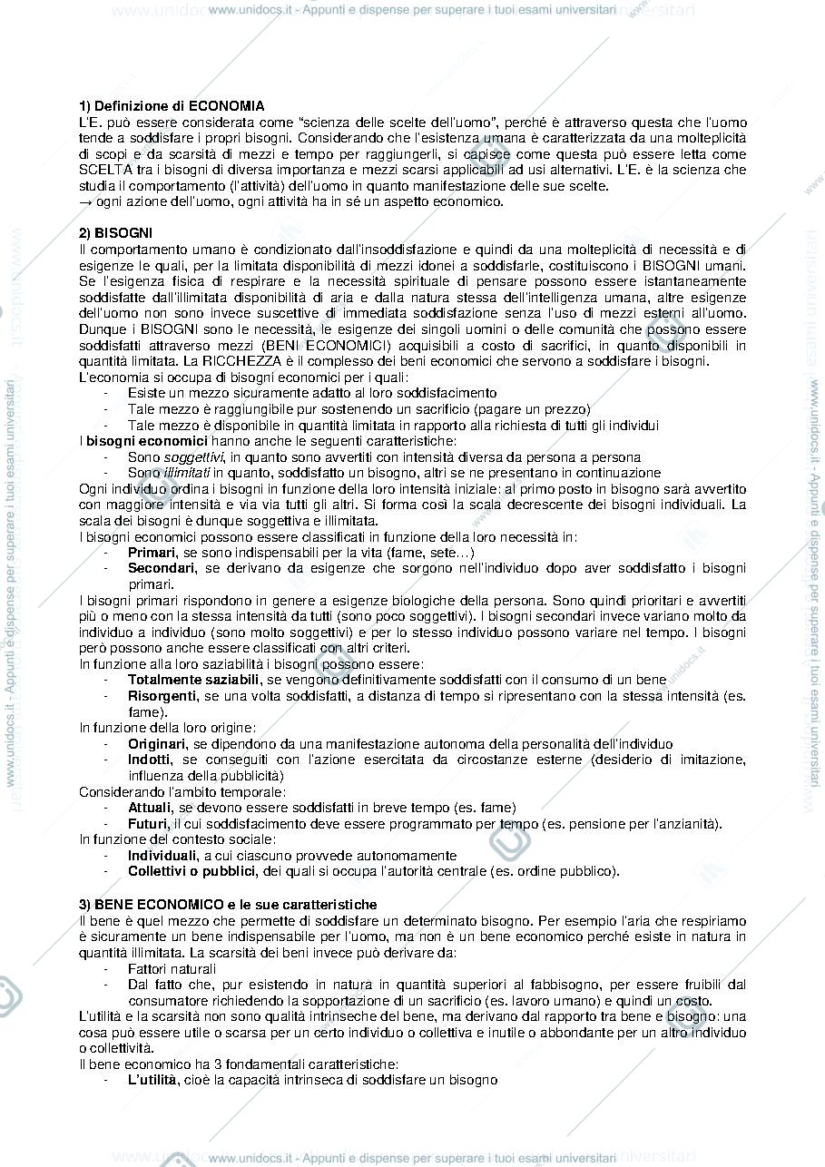 Anteprima pagina 1 — Riassunto Estimo (Campo)