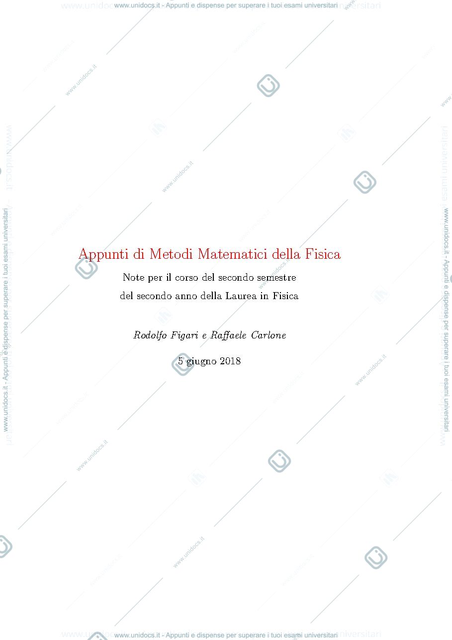 Anteprima pagina 1 — Metodi matematici Figari