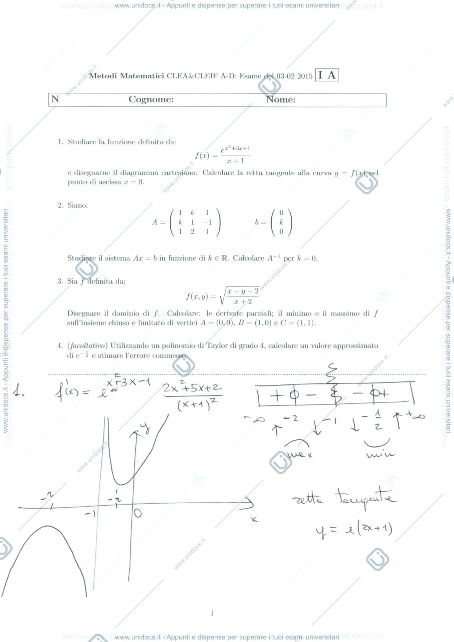 Anteprima pagina 1 — Compito D'esame Febbraio 2015 professor Vincenzo Scalzo con soluzione
