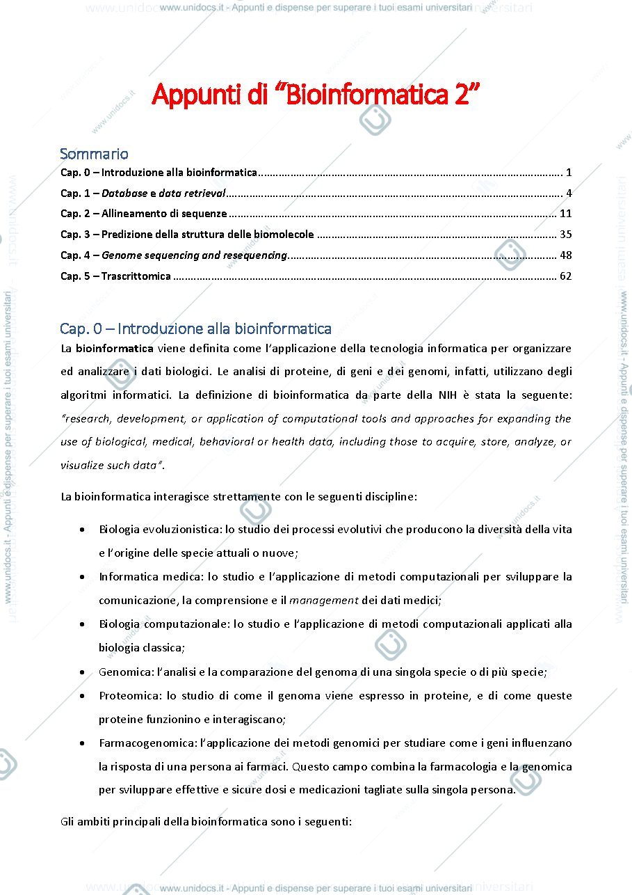 Anteprima pagina 3 — Bioinformatica