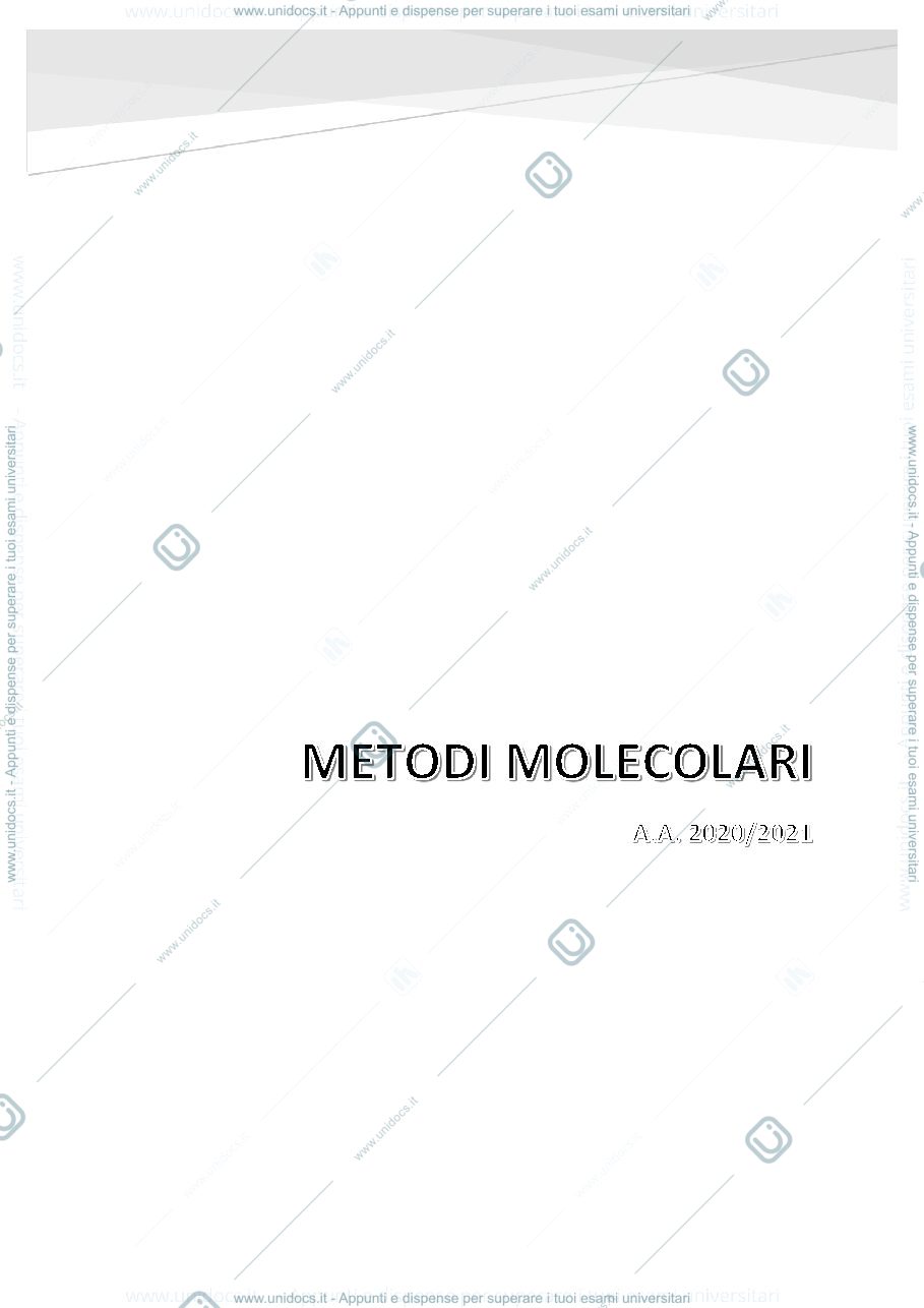 Anteprima pagina 1 — Metodi molecolari