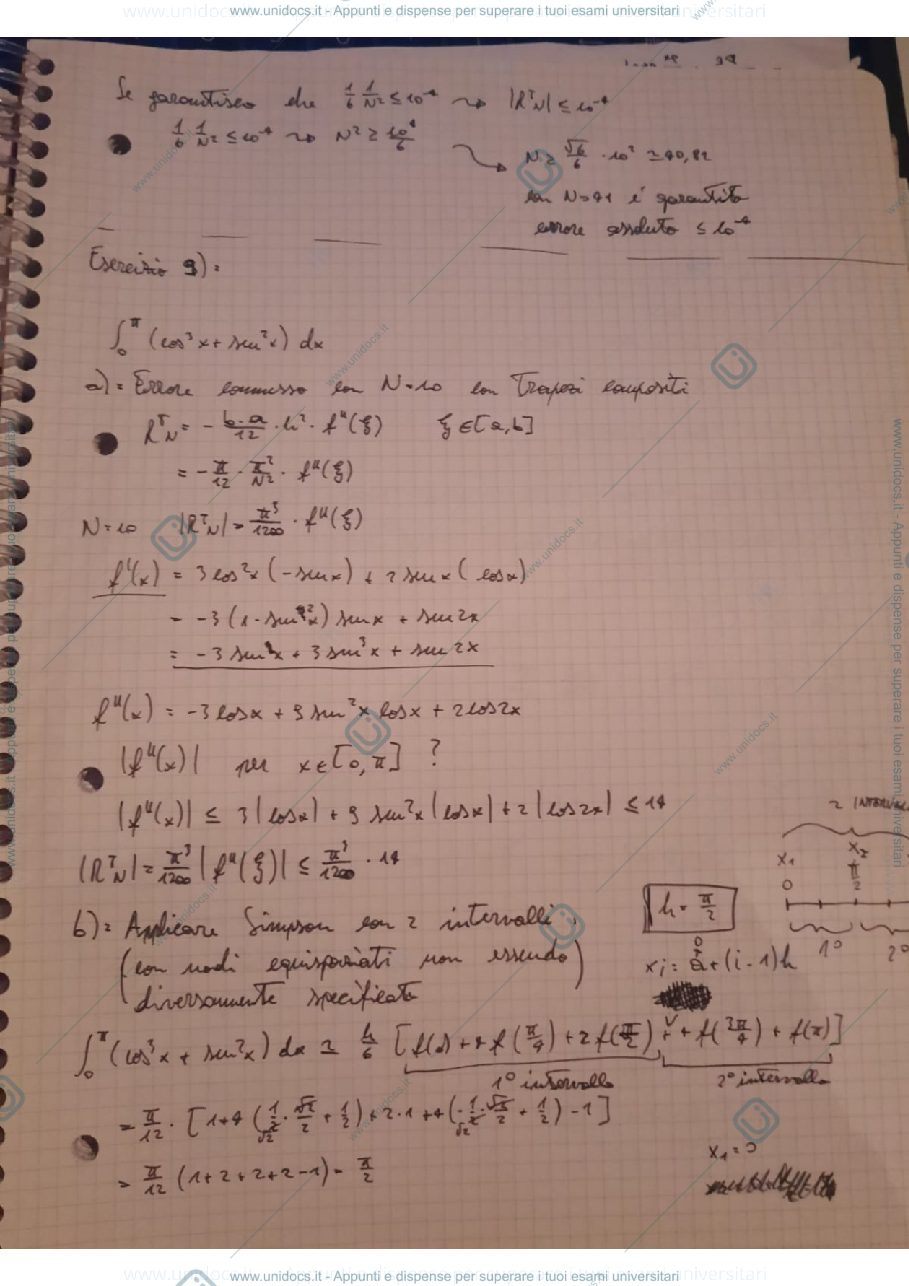 Anteprima pagina 2 — Esercizi di Quadratura (Metodi numerici e calcolo scientifico)