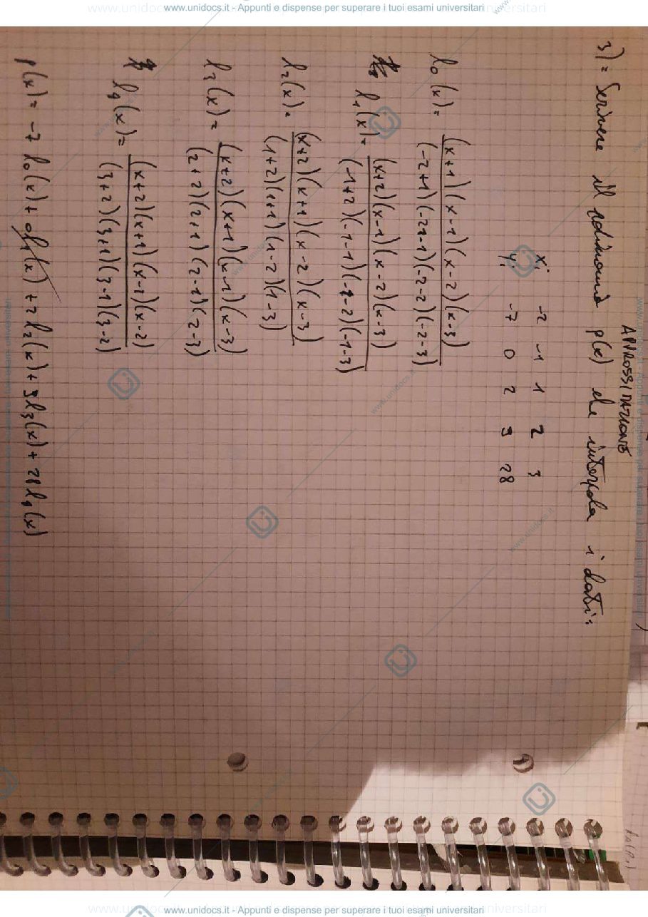 Anteprima pagina 1 — Esercizi Approssimazione Metodi Numerici